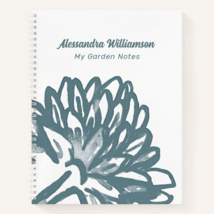 Cuaderno Nombre Monograma Floral Mínimo Azul Blanco Botánic