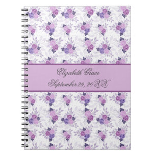 Cuaderno Nombre Monograma Floral Rosa Purpura Nuevo Bebe