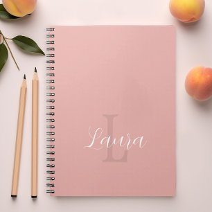Cuaderno Nombre monograma personalizado rosa rubor femenino