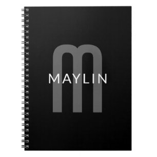 Cuaderno Nombre Monogramado de aspecto moderno   Blanco gri