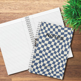 Cuaderno Nombre Monogramado de la comprobación de onda azul