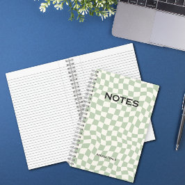 Cuaderno Nombre Monogramado de la comprobación de onda verd