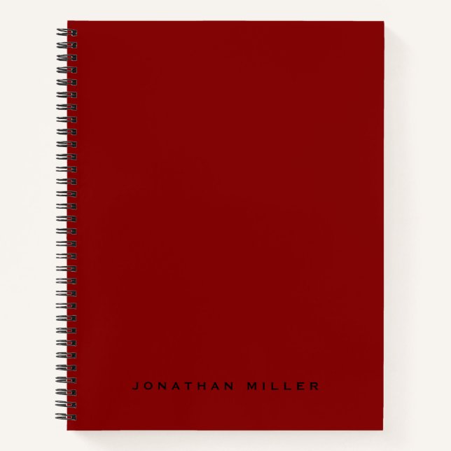 Cuaderno Nombre monogramado profesional simple | Rojo (Anverso)