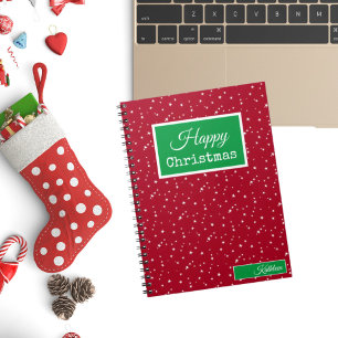 Cuaderno Nombre, Navidades felices, bloc de notas rojo y ve