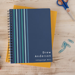 Cuaderno Nombre niño niño azul verde raya