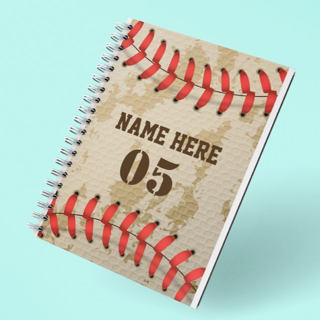 Cuaderno Nombre Número de Béisbol Vintage Personalizado Ret (Subido por el creador)