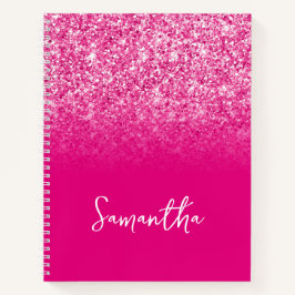 Cuaderno Nombre Ombre del Purpurina Rosado Caliente