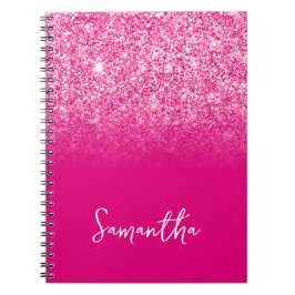 Cuaderno Nombre Ombre del Purpurina Rosado Caliente