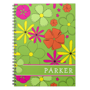 Cuaderno Nombre personal de Groovy Flower