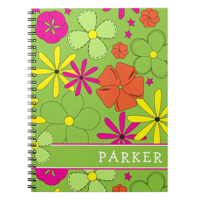 Cuaderno Nombre personal de Groovy Flower (Frente)
