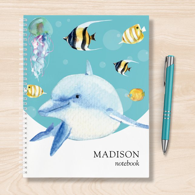 Cuaderno Nombre personal de peces marinos Dolphin Sea Life (Subido por el creador)