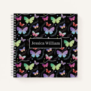 Cuaderno Nombre personal Elegante Morado Brillantes Maripos