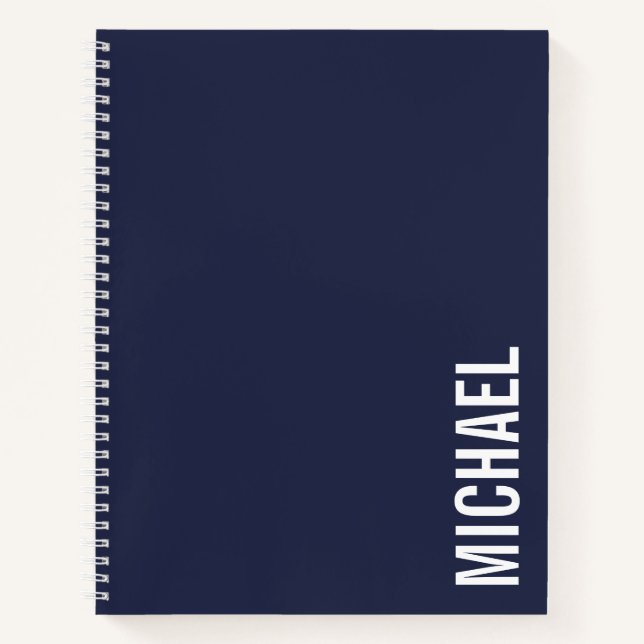 Cuaderno Nombre personal Minimalista moderno azul marino (Anverso)