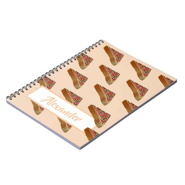 Cuaderno Nombre Personal Moderno Pastel Naranja Pan de hada (Lado Izquierdo)