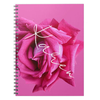 Cuaderno nombre personalizable Karen rosa caliente floral 