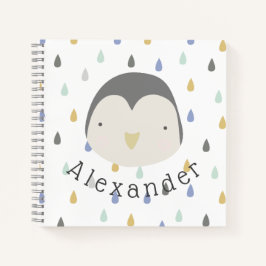 Cuaderno Nombre personalizable Pingüino lindo