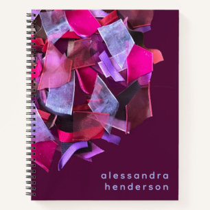 Cuaderno Nombre Personalizado Abstracto Burgundy Lila Rosa