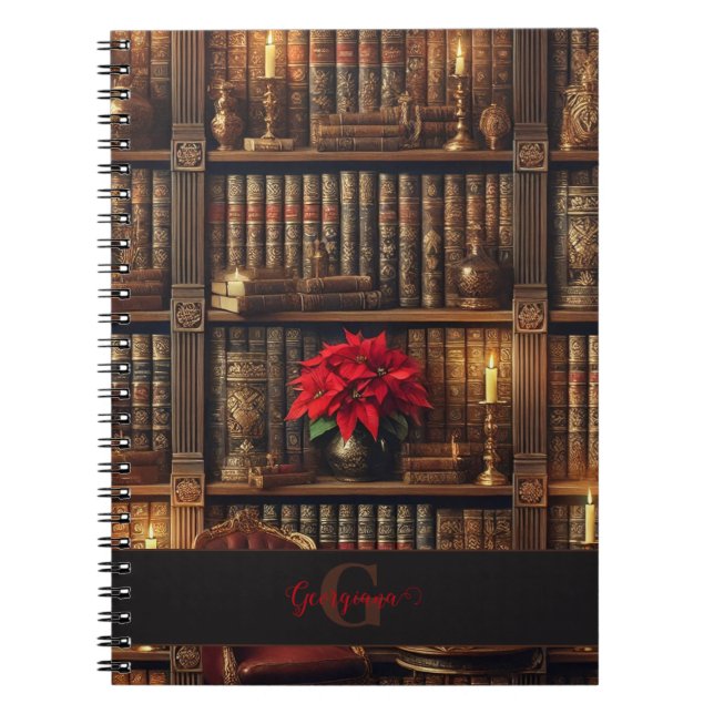 Cuaderno Nombre personalizado Academia oscura Poinsettia es (Frente)