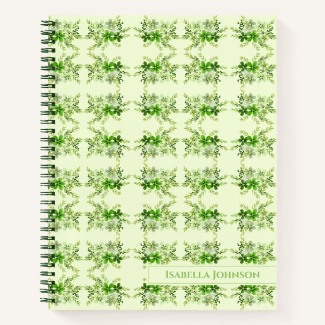 Cuaderno Nombre personalizado acuarela Bloc de notas floral (Anverso)