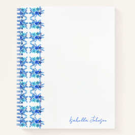 Cuaderno Nombre personalizado acuarela Blue Floral Notebook