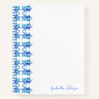Cuaderno Nombre personalizado acuarela Blue Floral Notebook