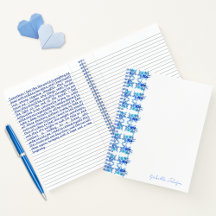 Nombre personalizado acuarela Blue Floral Notebook