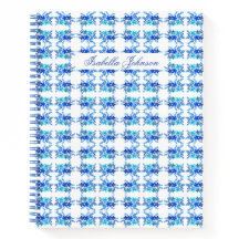 Nombre personalizado acuarela Blue Floral Notebook