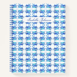 Cuaderno Nombre personalizado acuarela Blue Floral Notebook