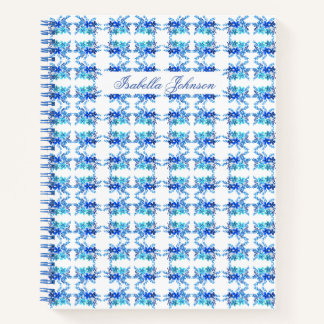 Cuaderno Nombre personalizado acuarela Blue Floral Notebook
