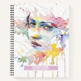 Cuaderno Nombre personalizado acuarela bonito pastel