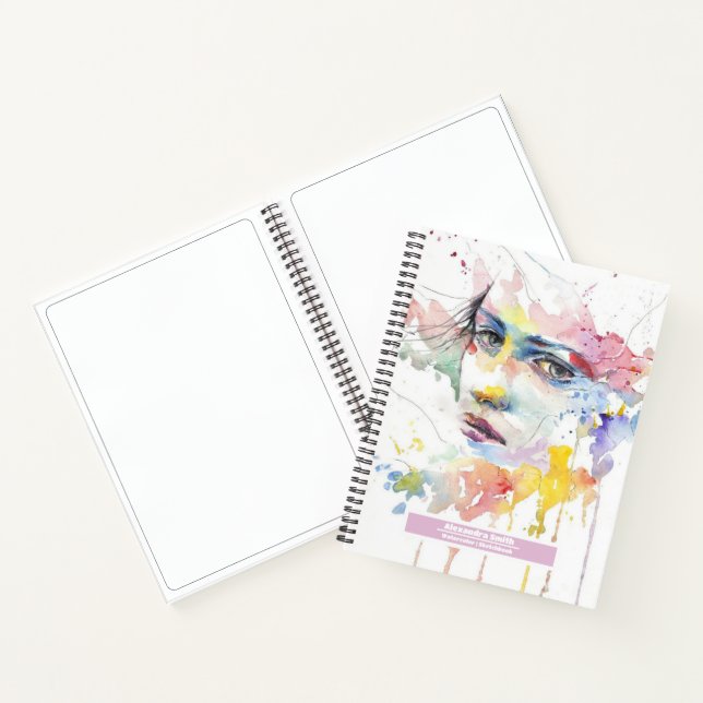 Cuaderno Nombre personalizado acuarela bonito pastel (Interior)