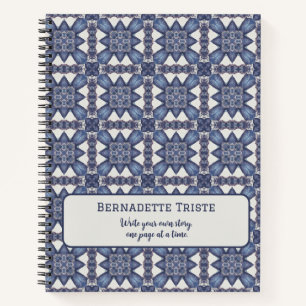 Cuaderno Nombre personalizado acuarela Resumen de patrón ge