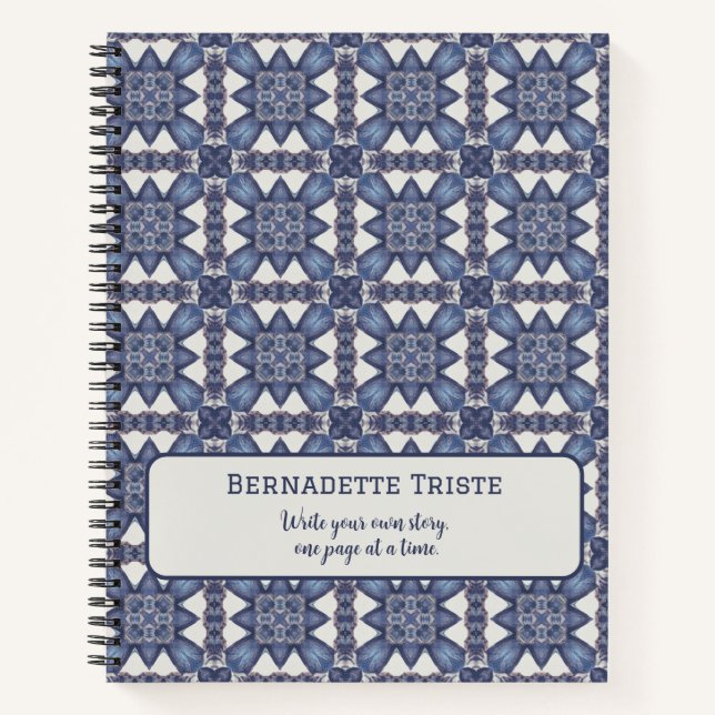 Cuaderno Nombre personalizado acuarela Resumen de patrón ge (Anverso)