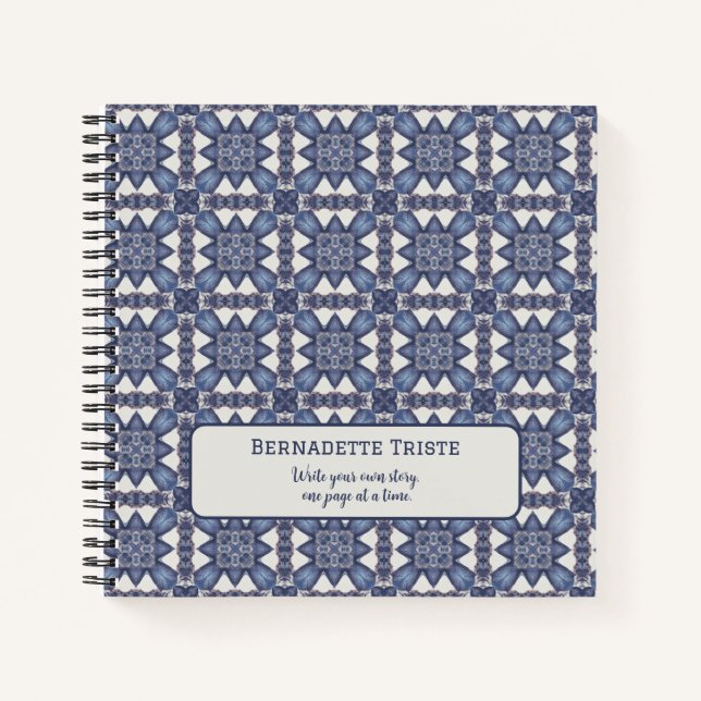 Cuaderno Nombre personalizado acuarela Resumen de patrón ge (Anverso)