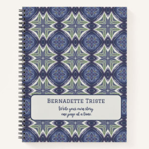 Cuaderno Nombre personalizado acuarela Resumen de patrón ge
