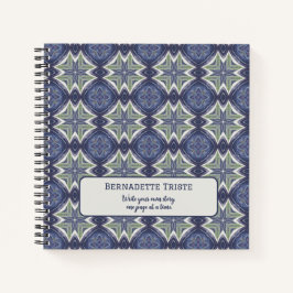 Cuaderno Nombre personalizado acuarela Resumen de patrón ge