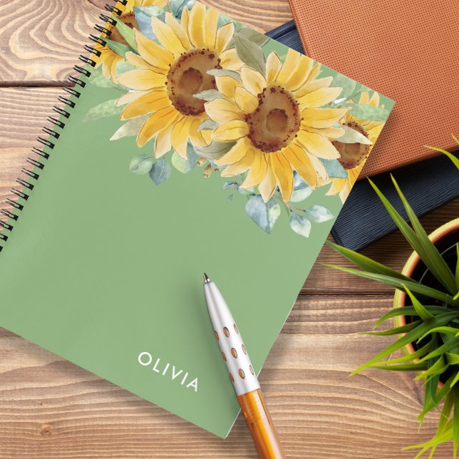 Cuaderno Nombre personalizado acuarela Sabor de girasol ver (Subido por el creador)