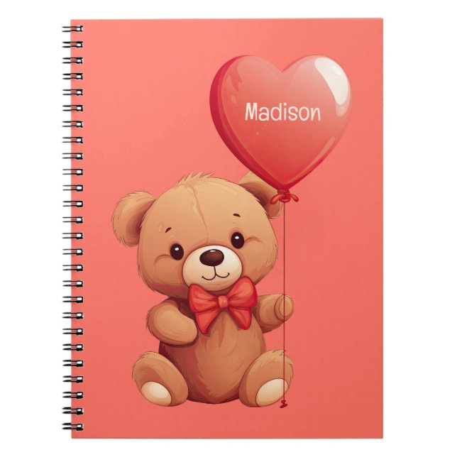 Cuaderno Nombre personalizado Amor Teddy (Frente)