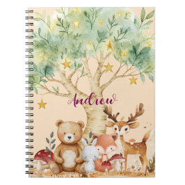 Cuaderno Nombre personalizado Animales de bosque de bosques