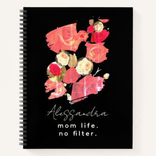 Cuaderno Nombre personalizado Año Mamá Vida Floral Blanco N