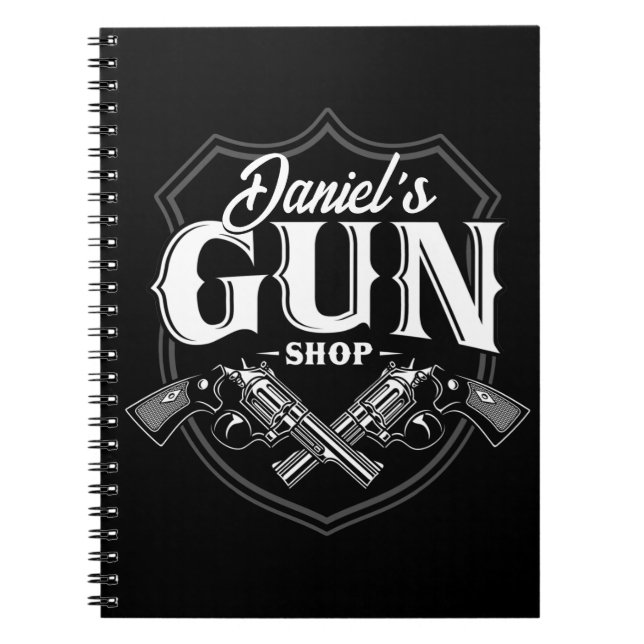 Cuaderno NOMBRE Personalizado Antiguos Revólveres Tienda de (Frente)