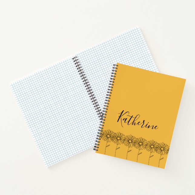 Cuaderno Nombre personalizado April daisy Birth Flower (Interior)