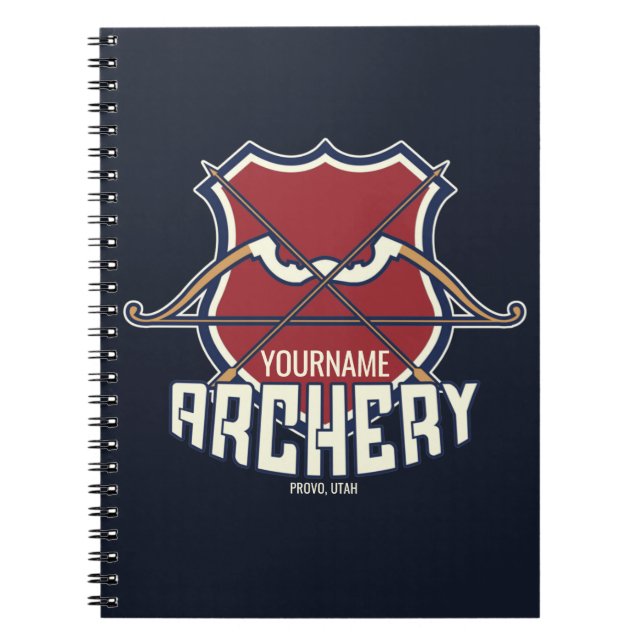 Cuaderno NOMBRE Personalizado Archery Sports Flecha de arco (Frente)