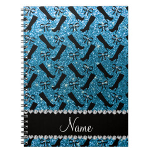 Cuaderno Nombre personalizado arcos de botas de purpurina a