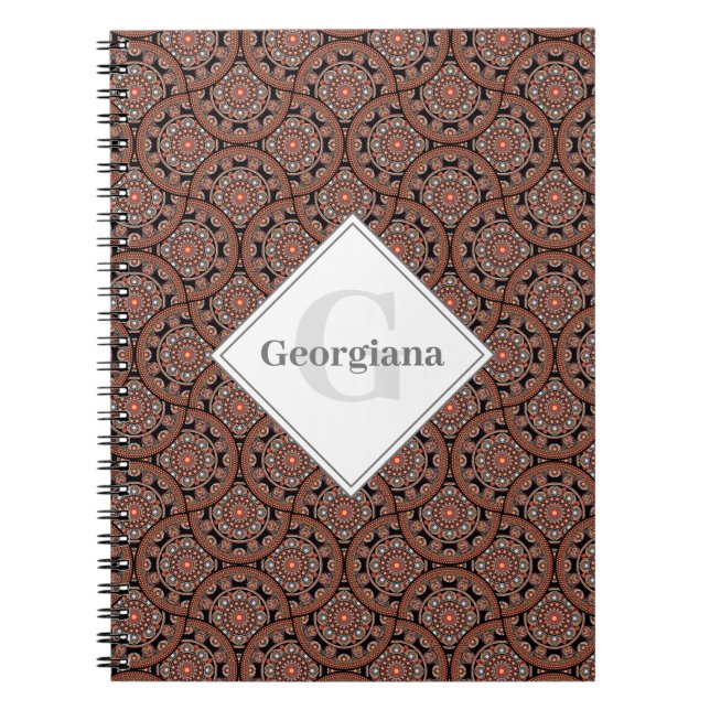 Cuaderno Nombre personalizado Art Deco Safari Sunset Boho M (Frente)