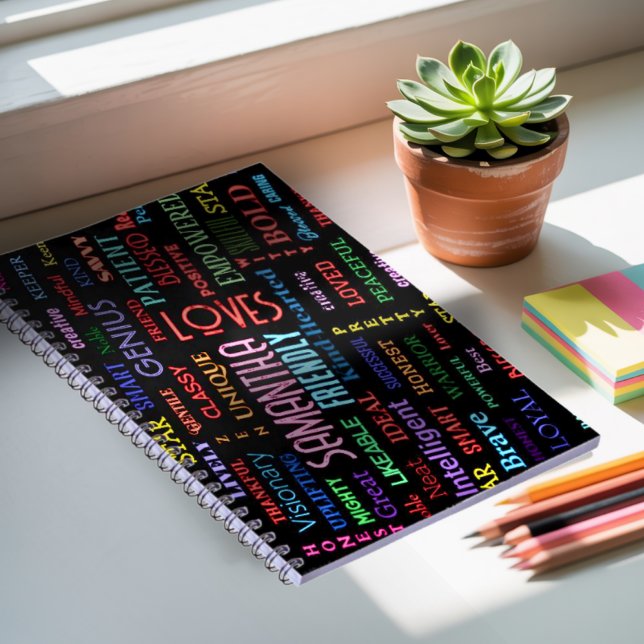 Cuaderno Nombre personalizado Arte de Word moderno Añadir s (Subido por el creador)