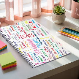 Cuaderno Nombre personalizado Arte de Word moderno Añadir s