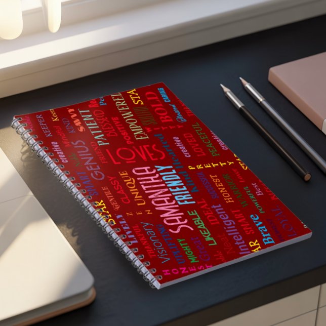 Cuaderno Nombre personalizado Arte de Word moderno Añadir s (Subido por el creador)