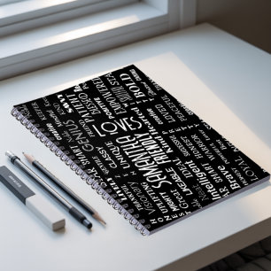 Cuaderno Nombre personalizado Arte de Word moderno Añadir s
