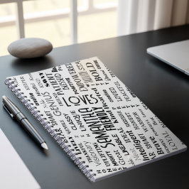 Cuaderno Nombre personalizado Arte de Word moderno Añadir s